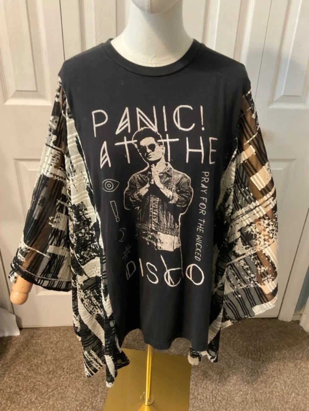 Panic at the Disco Upcycled Graphic T-Shirt with Flowy Sleeves - OSFM
